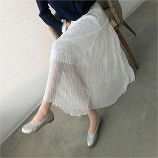 Frilled Crinkled Chiffon Long Dress