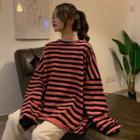 Striped Long-sleeve Cutout Sweater