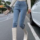 Faux Pearl Trim Skinny Jeans