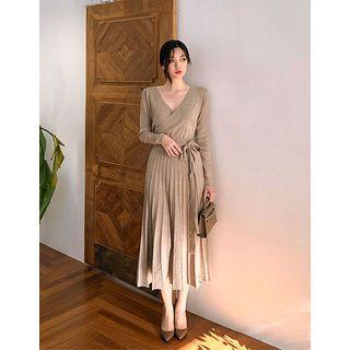 Dali Hotel Pleated Knit Maxi Wrap Dress