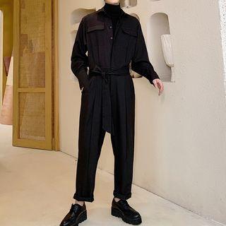 Tie-waist Shirt Jumpsuit