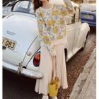 Floral Print Sweater / Midi Knit Skirt / Set