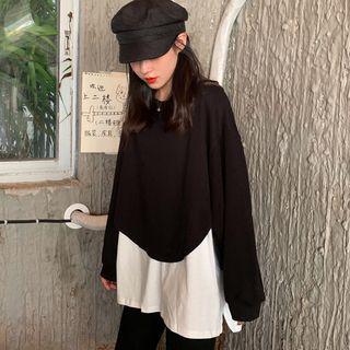 Mock Two-piece Sweatshirt / Letter Leggings
