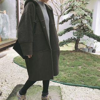 Pocketed Faux Shearling Hooded Jacket