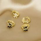 Bow Rhinestone Alloy Hoop Earring 1 Pair - E3608-2 - White Bow - Gold - One Size