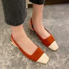 Square-toe Paneled Slingback Sandals
