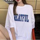 Short-sleeve Lettering T-shirt / Long-sleeve Plain Shirt