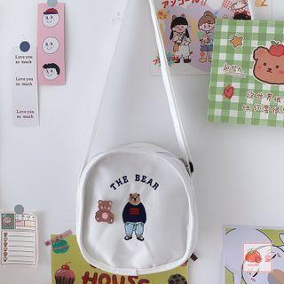 Bear Print Canvas Crossbody Bag / Bag Charm / Set