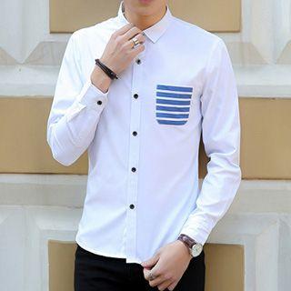 Stripe Pocket Long-sleeve Shirt