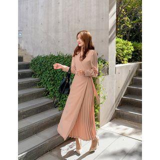 Pleated Wrap Maxi Dress