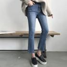 Washed Brushed-fleece Lined Boot-cut Jeans