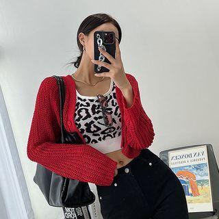 Raglan Ribbed Cropped Cardigan
