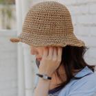 Scallop-edge Straw Bucket Hat