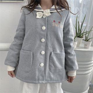 Embroidered Button Jacket Gray - One Size