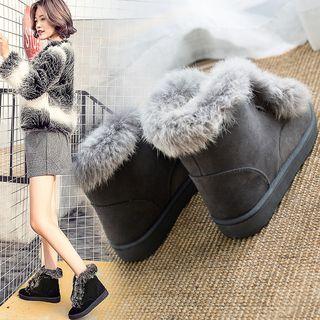 Faux Fur Trim Lace-up Short Boots