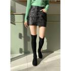 Button-up Coated Miniskirt
