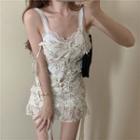 Floral Print Tank Dress / Lace Top