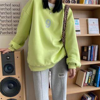 Number Print Long-sleeve Sweatshirt