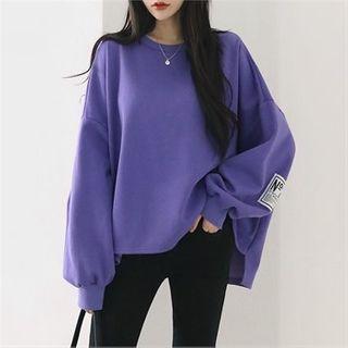 Letter-printed Dip-back Oversized Pullover