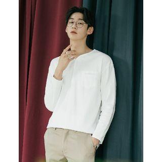 Long-sleeve Pocket-accent T-shirt