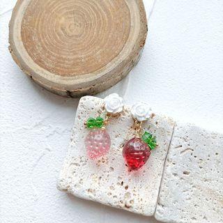 Flower Strawberry Glaze Dangle Earring