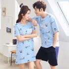 Couple Matching Short-sleeve Lounge T-shirt / Lounge Shorts / Sleep Dress / Set