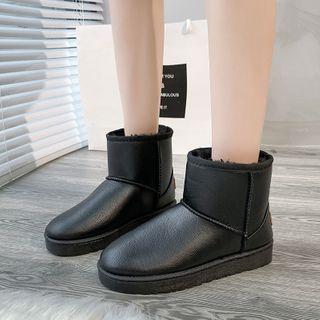 Faux Leather Ankle-high Snow Boots
