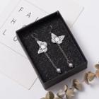 Butterfly Beaded Drop Earrings Silver - One Size