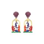 Fashion And Elegant Plated Gold Enamel Seahorse Shell Earrings Golden - One Size