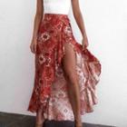 Floral Print High-low Skirt