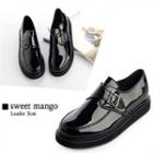 Round-toe Buckled Patent Loafers