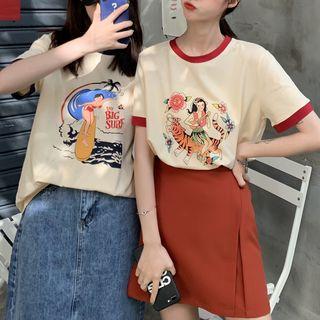 Printed Short-sleeve Ringer T-shirt