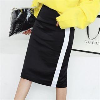 Contrast-trim Midi Skirt