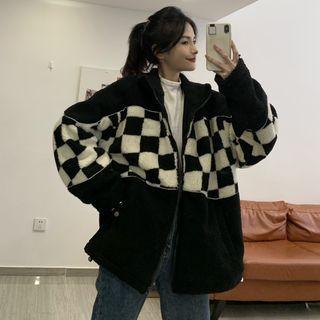 Checkerboard Panel Zipped Jacket