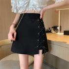 Fitted Lace-up Mini Skirt