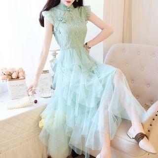 Sleeveless Ruffled A-line Maxi Dress