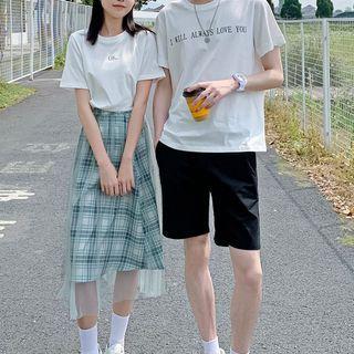 Short-sleeve Lettering T-shirt / Short / Skirt / Couple Matching Set