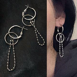 Layered Hoop Drop Earring 0171a# - 1 Pair - Classic Earrings - Silver - One Size
