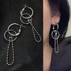 Layered Hoop Drop Earring 0171a# - 1 Pair - Classic Earrings - Silver - One Size