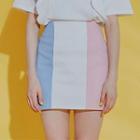 Color-block Mini Pencil Skirt