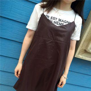 Spaghetti Strap Faux Leather Dress