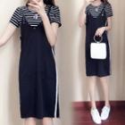 Set: Striped Short-sleeve T-shirt + Strappy Dress