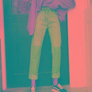 Color Block Cropped Straight Leg Jeans