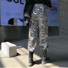 Zebra Print Loose-fit Pants As Figure - One Size