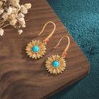 Flower Turquoise Alloy Dangle Earring 1 Pair - Cp327 - Gold - One Size