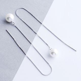 Sterling Silver Beaded Threader Earrings