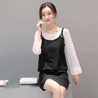 Set: Plain Strap Top + Blouse + Skirt