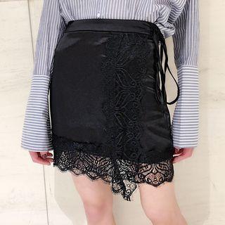 Lace Trim Fitted Skirt