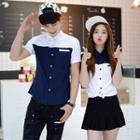 Couple Two-tone Short-sleeved Shirt