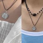 Round Pendant String Necklace Silver - One Size